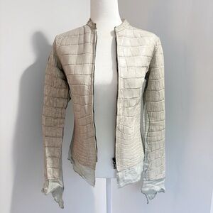 Isaac Sellam Experience Affamee Alligator Linen Jacket Size XS Size 38 Moto Gray
